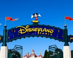 Paris, France - November 22, 2015: This is the entrance to Disneyland Paris in France.
